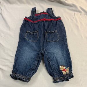Gymboree - 6-12M Denim Kids Overalls with Embroidered Reindeer Detail